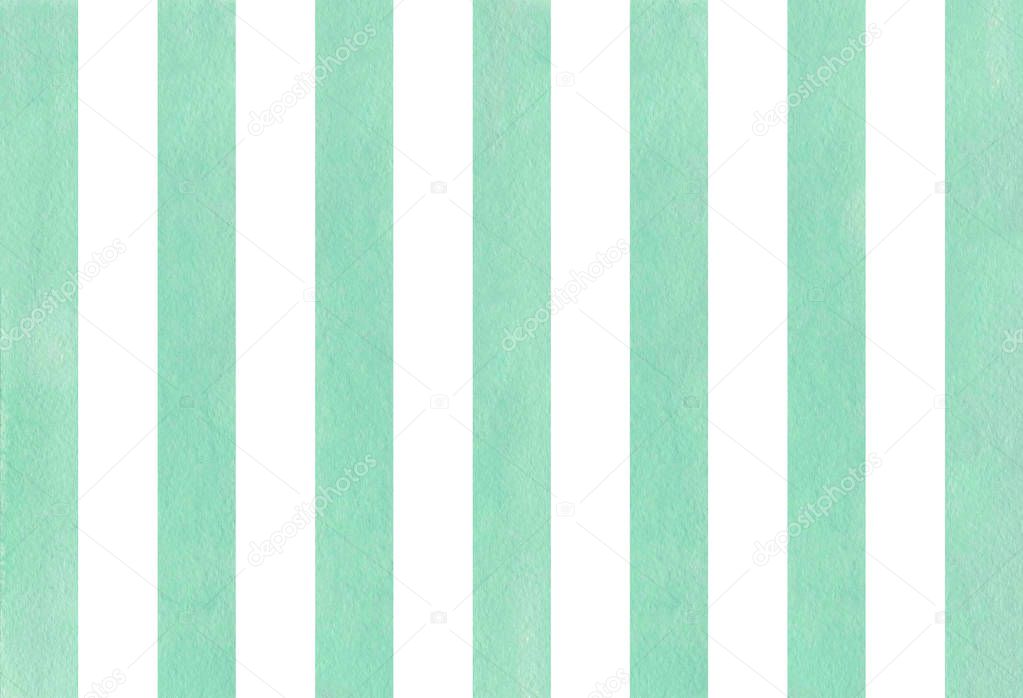 Watercolor seafoam blue striped background. Watercolor geometric pattern.