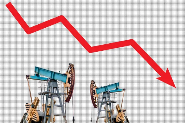 Pris Oljekrisen Olje Priset Falla Graf Illustration Röd Pil Pumpa — Stockfoto