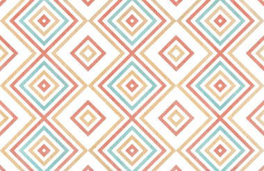 Mavi, bej ve pembe renkli sulu boya geometrik desen. Moda tekstil, kumaş, arka planlar için.
