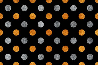 Altın ve Gümüş boyalı polka dot arka plan. Noktalı scrapbooks, düğün, parti ya da bebek duş davetiyeler desen.