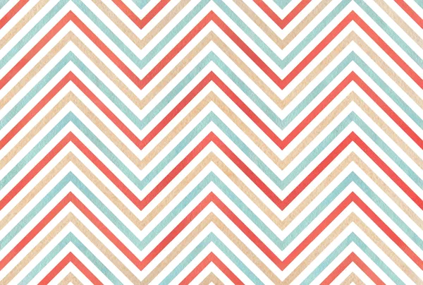 Watercolor Red Blue Beige Stripes Background Chevron — Stock Photo, Image