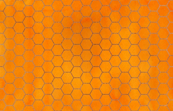 水彩の茶色とオレンジ色の幾何学的な蜂蜜の櫛パターン — ストック写真