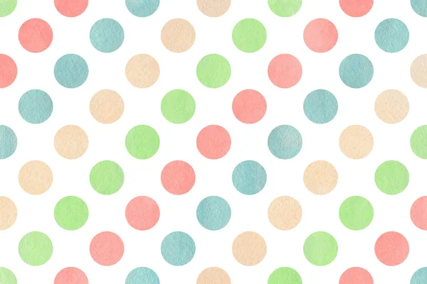 Watercolor Blue Light Pink Beige Mint Green Polka Dot Background — Stockfoto
