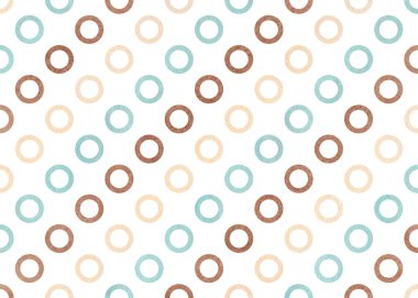 Beyaz zemin üzerine suluboya, bej ve kahverengi mavi daireler.