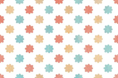 Suluboya, bej, mavi ve pembe çiçek deseni.