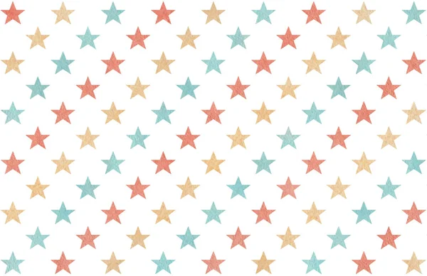 Watercolor Pattern Blue Beige Pink Stars White Background — Stock Photo, Image