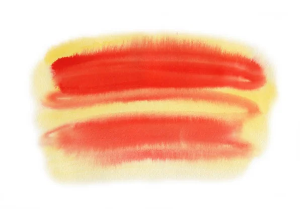 Abstrato Aguarela Amarelo Vermelho Mancha Isolada Fundo Branco — Fotografia de Stock