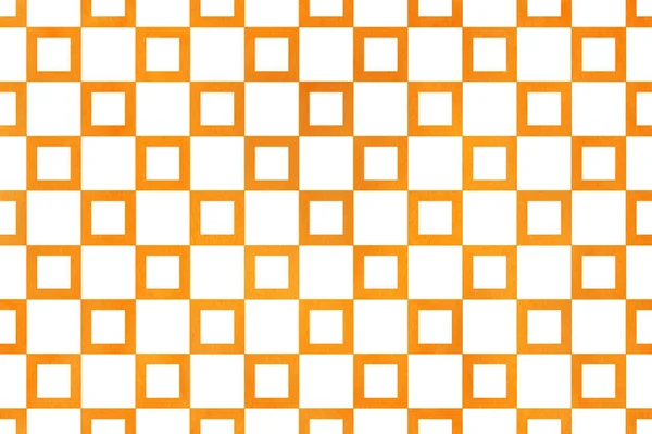 Aquarell Orange Quadratisches Muster Geometrisches Traditionelles Ornament Für Textilien Stoffe — Stockfoto