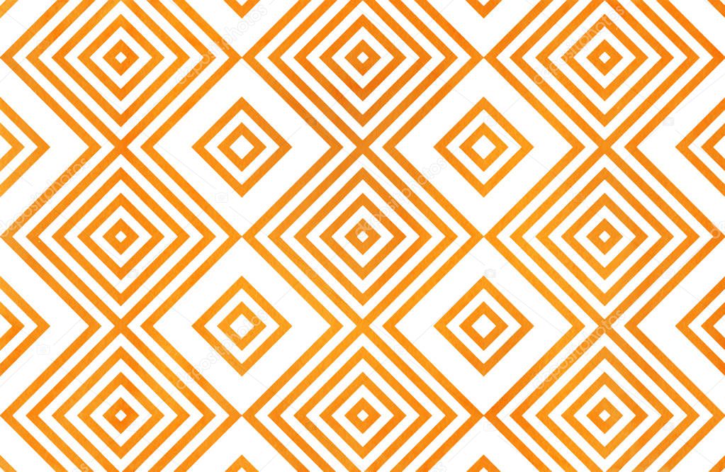 Watercolor geometrical pattern in orange color. For fashion textile, cloth, backgrounds.