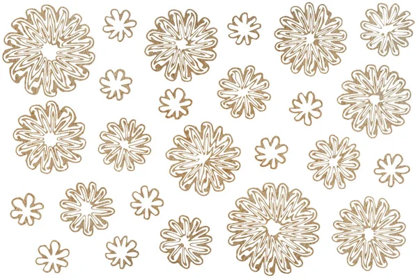 Watercolor Khaki Abstract Flowers White Background — Stock Photo, Image