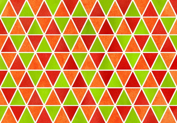 水彩の赤 オレンジ色の三角形のパターン — ストック写真