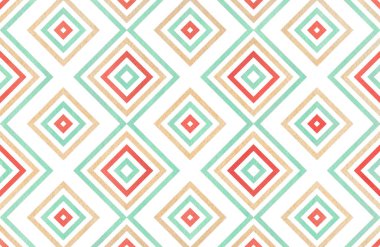 Çilek kırmızı sulu boya geometrik desen, bej ve kakao renk mavi. Moda tekstil, kumaş, arka planlar için.