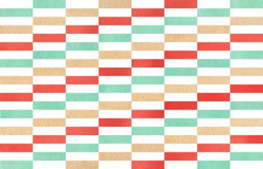 Suluboya çilek kırmızı, mavi çizgili arka plan bej ve kakao.