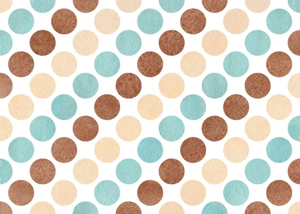 Watercolor Blue Beige Brown Polka Dot Background Pattern Colorful Polka — Stock Photo, Image