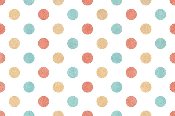 Aquarel Blauw Beige Roze Polka Dot Achtergrond Patroon Met Kleurrijke — Stockfoto