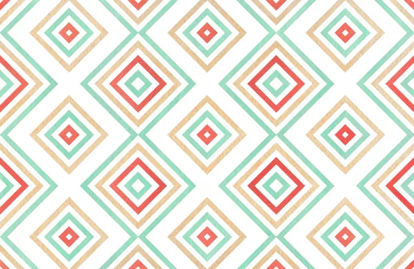 Aquarel Geometrische Patroon Aardbei Rood Beige Seafoam Blauw Kleuren Voor — Stockfoto