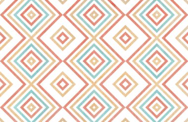 Mavi, bej ve pembe renkli sulu boya geometrik desen. Moda tekstil, kumaş, arka planlar için.