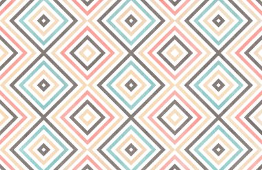 Açık pembe, mavi, gri ve bej renk suluboya geometrik desen. Moda tekstil, kumaş, arka planlar için.