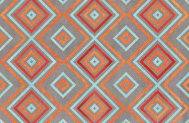 Sulu Boya geometrik desen turuncu, mavi, kırmızı ve gri renkte. Moda tekstil, kumaş, arka planlar için.