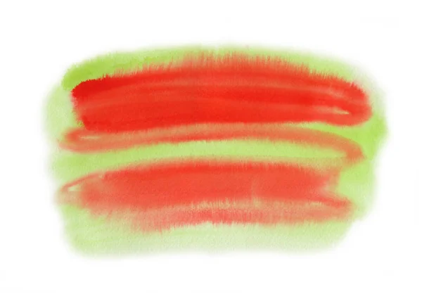 Abstrato Aquarela Cal Verde Vermelho Mancha Isolada Fundo Branco — Fotografia de Stock