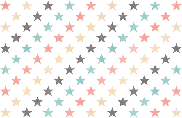 Watercolor Light Pink Blue Gray Beige Stars Pattern — Stock Photo, Image