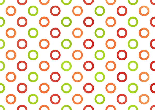 Akvarelu Červené Zelené Oranžové Kruhy Bílém Pozadí — Stock fotografie