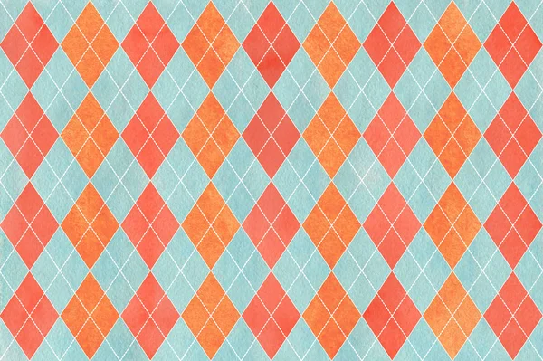 水彩サーモン赤 キャロット オレンジ色のダイヤモンド パターンファッション繊維 背景の幾何学的な伝統的な飾り — ストック写真
