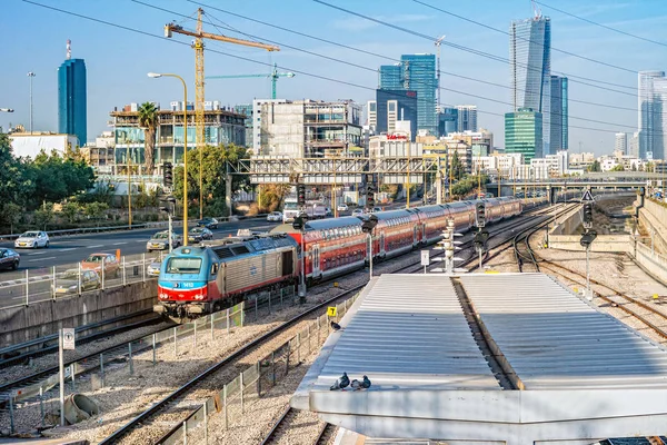 Tel Aviv Israel Novembro 2016 Vista Para Estação Ferroviária Trem — Fotografia de Stock