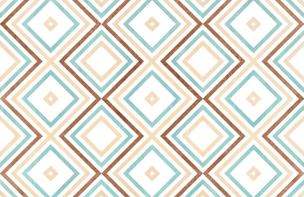 Watercolor Geometrical Pattern Blue Beige Brown Color Fashion Textile Cloth — Stock Photo, Image