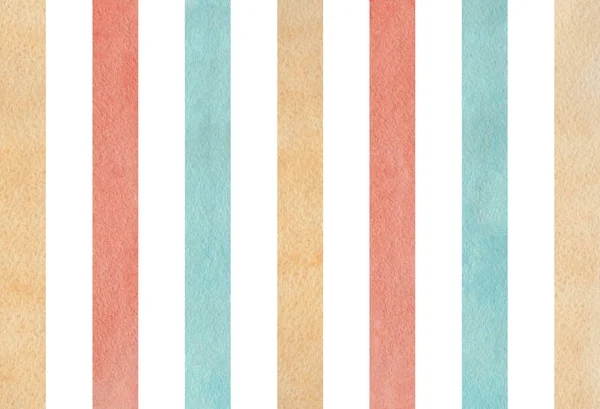 Watercolor Blue Beige Pink Striped Background — Stock Photo, Image