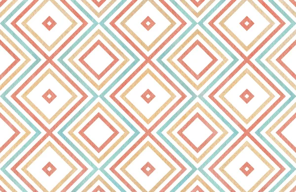 Watercolor Geometrical Pattern Blue Beige Pink Color Fashion Textile Cloth — Stock Photo, Image