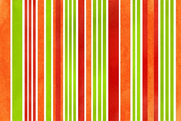 水彩红色 绿色和橙色条纹背景 — 图库照片