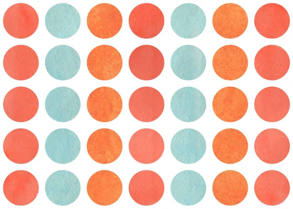 Ακουαρέλα Κύκλους Κόκκινο Σολομού Μπλε Και Πορτοκαλί Καρότο Χρώματος Μοτίβο — Φωτογραφία Αρχείου