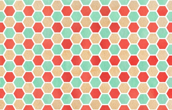 Akvarelu Jahoda Červená Béžová Safírová Modrá Hřeben Pro Geometrický Vzor — Stock fotografie