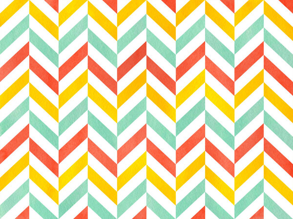 Watercolor stripes background, chevron.