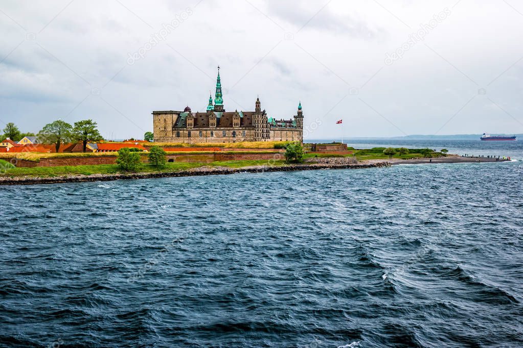 Waterfront view of Kronborg Castle in Elsinore, Denmark