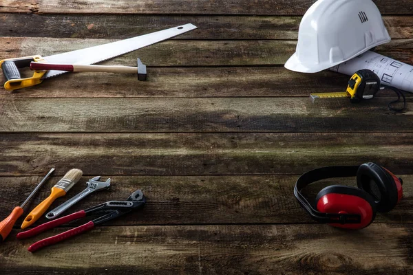 Concetto Fai Lavorazione Del Legno Manutenzione Della Casa Con Strumenti — Foto Stock