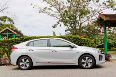 Hong Kong, Çin 10 Jan 2018: Hyundai Ioniq Ev 2018 Test sürücü gün Ocak 10 2018 yılında Hong Kong.