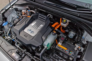 Hong Kong, Çin 10 Jan 2018: Hyundai Ioniq Ev 2018 Motor Jan 10 2018 yılında Hong Kong.