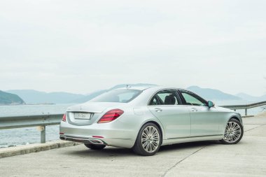 Hong Kong, Çin 1 Şubat 2018: Mercedes-Benz S 500 2018 Test Drive gün 1 Şubat 2018 Hong Kong.