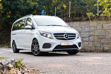Hong Kong, Çin 12 Şubat 2018: Mercedes-Benz V-sınıf 2018 Test sürücü gün Şubat 12 2018 yılında Hong Kong.