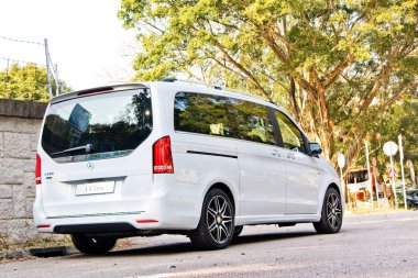 Hong Kong, Çin 12 Şubat 2018: Mercedes-Benz V-sınıf 2018 Test sürücü gün Şubat 12 2018 yılında Hong Kong.