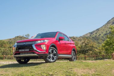Hong Kong, Çin 9 Mart 2018: Mitsubishi Eclipse Çapraz 2018 Test sürüşü gün 9 Mart 2018 Hong Kong.