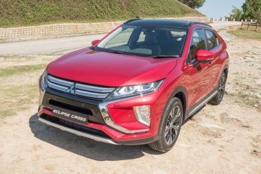 Hong Kong, Çin 9 Mart 2018: Mitsubishi Eclipse Çapraz 2018 Test sürüşü gün 9 Mart 2018 Hong Kong.