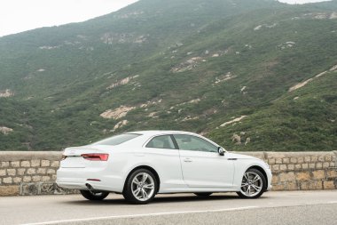 Hong Kong, Çin 20 Nisan 2018: Audi A5 Coupe 2018 Test sürücü gün Nisan 20 2018 yılında Hong Kong.