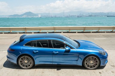 Hong Kong, Çin 17 Mayıs 2018: Porsche Panamera 2018 Test sürücü gün Mayıs 17 2018 yılında Hong Kong.