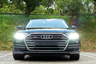 Hong Kong, Çin 28 Haziran 2018: Audi A8 2018 Test sürücü gün Haziran 28 2018 yılında Hong Kong.
