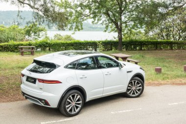 Hong Kong, Çin 4 Haziran 2018: Jaguar E-Pace 2018 Test sürücü gün Haziran 4 2018 yılında Hong Kong.