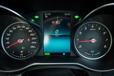 Hong Kong, Çin 31 Temmuz 2018: Mercedes-Benz C-Class 2018 Pano Temmuz 31 2018 yılında Hong Kong.