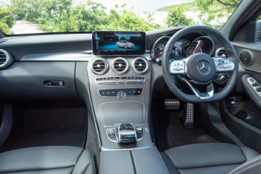 Hong Kong, Çin 31 Temmuz 2018: Mercedes-Benz C-Class 2018 iç Temmuz 31 2018 yılında Hong Kong.